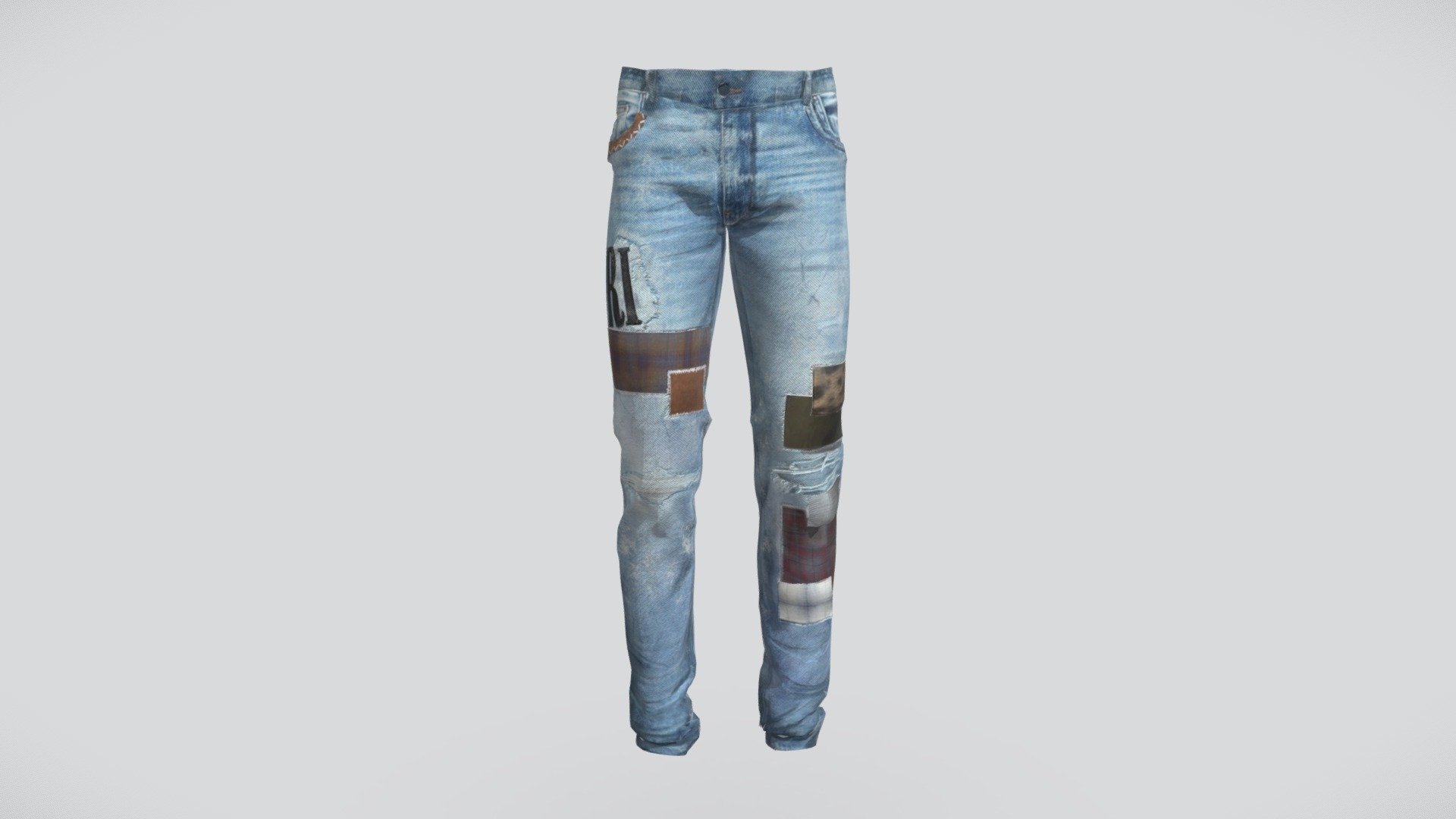 AMIRI Skinny Patchwork Jeans. 3D model. For man. Jeans Amiri with patchwork. This jeans was created in Clo3D. This is original Amiri jeans. https://www.farfetch.com/ru/shopping/men/amiri&ndash;item-14508433.aspx

Licence: You are free to use this model in any of your projects. Please remember to credit Virtual Rugs and subscribe for more upcoming 3d models coming soon - AMIRI Skinny Patchwork Jeans - 3D model by virtualrags 3d model