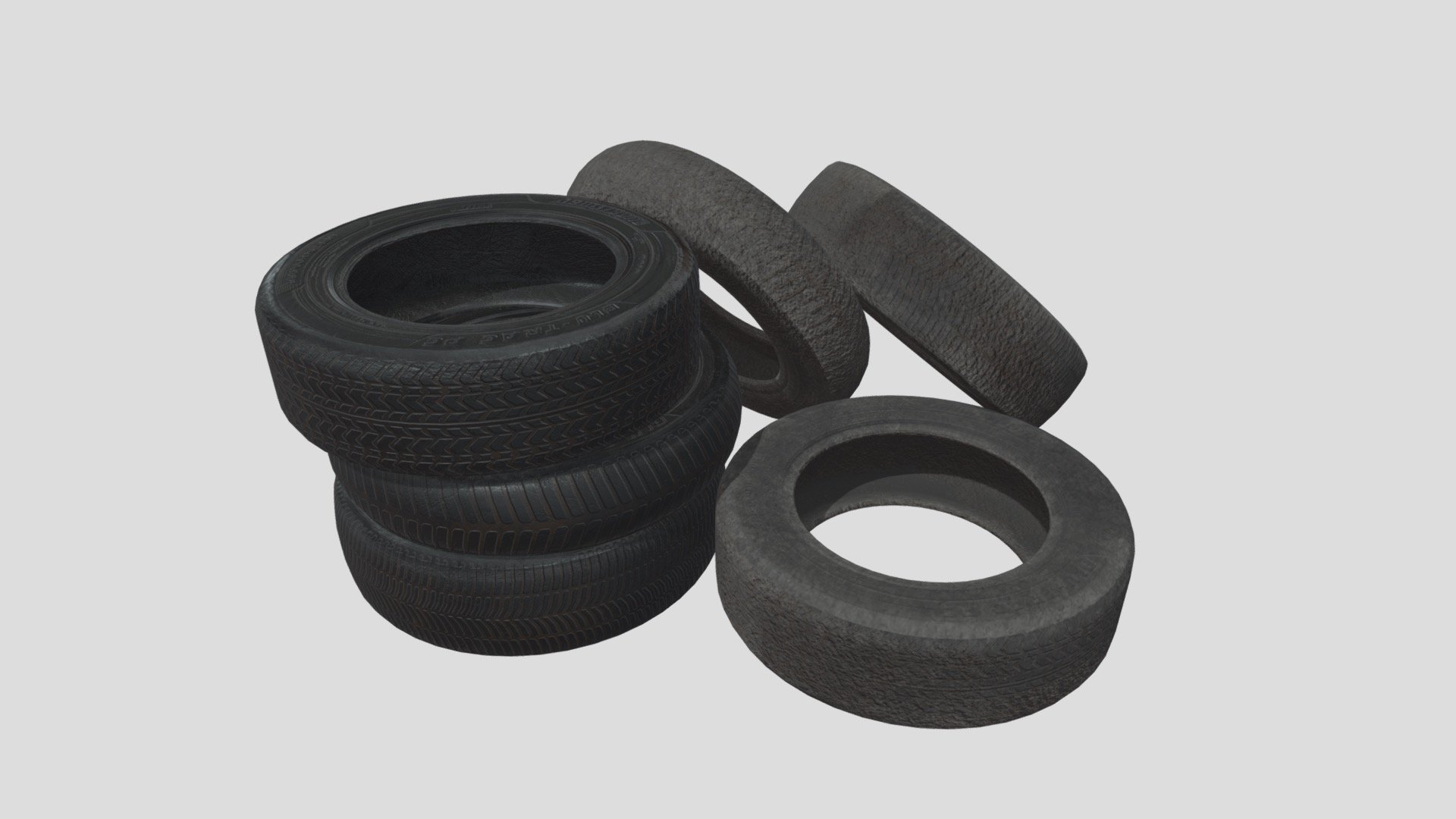 These Tires Are perfect for vehicles and as decoration in any scene. The tires come with clean and dirty version for extra variation. The models can be viewed from all angles and distances.

This includes:

The meshes (3 versions)
4K and 2K Texture Sets (Albedo, Roughness, Normal, Height)
The meshes are UV Unwrapped with vertex colors and can easily be retextured 3d model