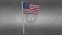 CTF- Flag flat, prop, downloadable, low-poly, gameasset, animated
