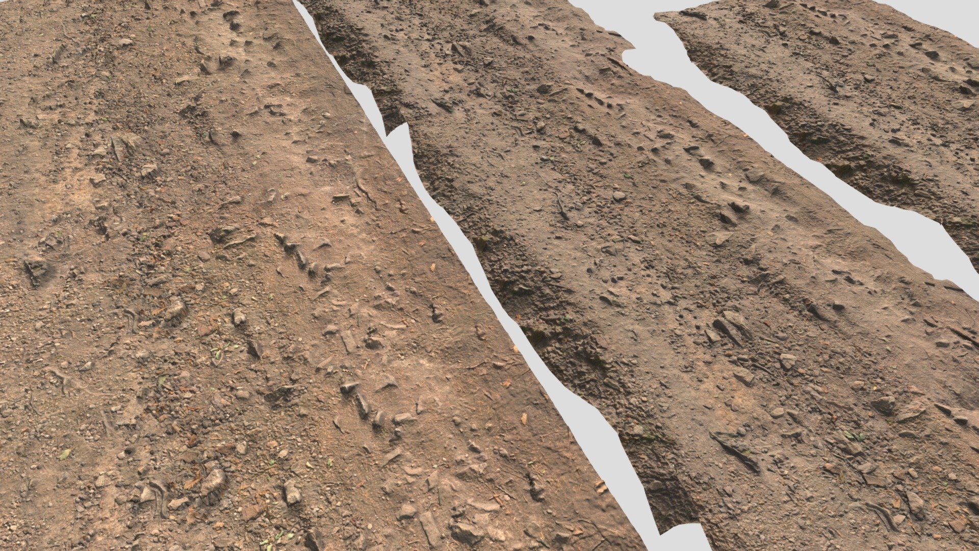 Fully processed 3D scans: reduced light information, color-matched, etc.

One baked module with 8K Textures:





normal




albedo 




roughness



Tileable road texture with a displacement example:
8192x4096:

-normal 





albedo 




roughness




displacement



Please let me know if something isn’t working as it should.

Realistic Forest Road Rocks Scan Tileable - Forest Road Rocks Scan Tileable - Buy Royalty Free 3D model by Per's Scan Collection (@perz_scans) 3d model