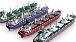 Panamax Bulk Carrier lowpoly Low-poly style, carrier, cargo, water, port, watercraft, bulk, harbor, cartoon, game, lowpoly, industrial, panamax