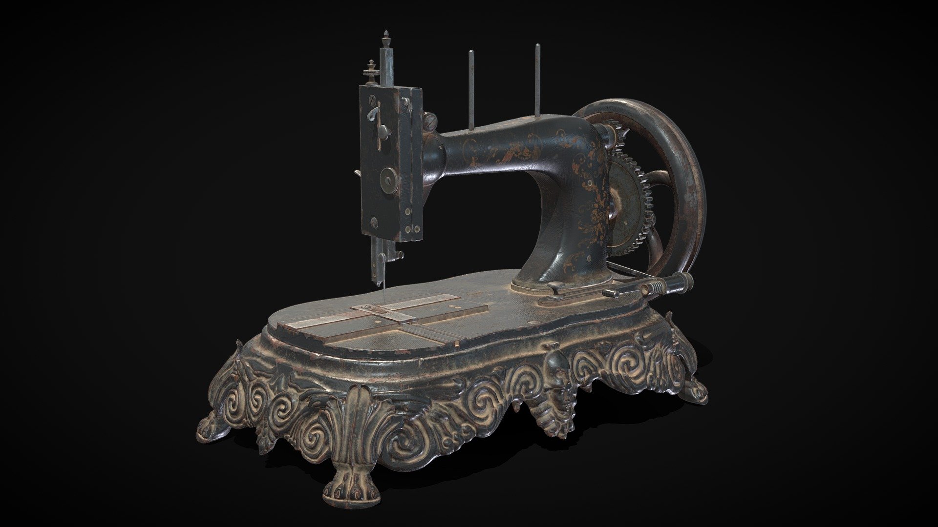 An old sewing machine. Can be used as props.
Two 4k texture sets for base and top 3d model