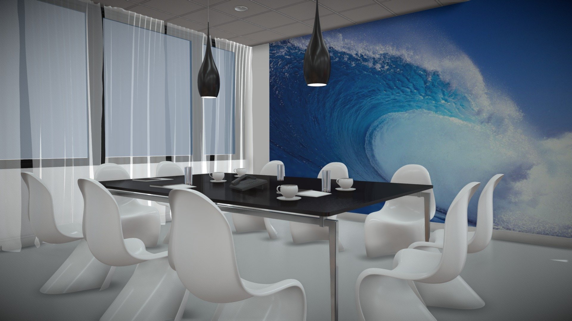 Detailed 3d model of an office meeting room interior.
Lighting set up in included.

Very quick render times 3d model