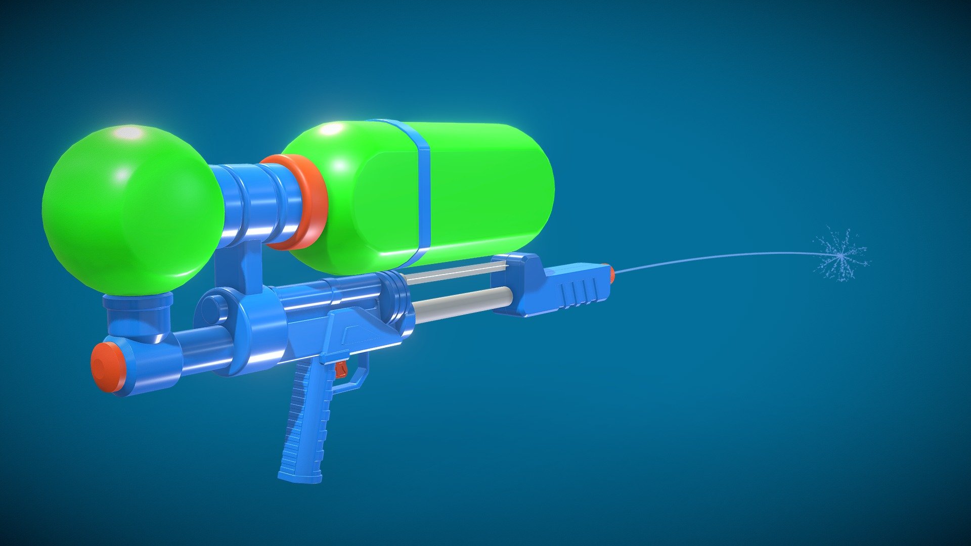 A kids toy water, Modeled in blender as a high poylmodel with a waterblast 3d model