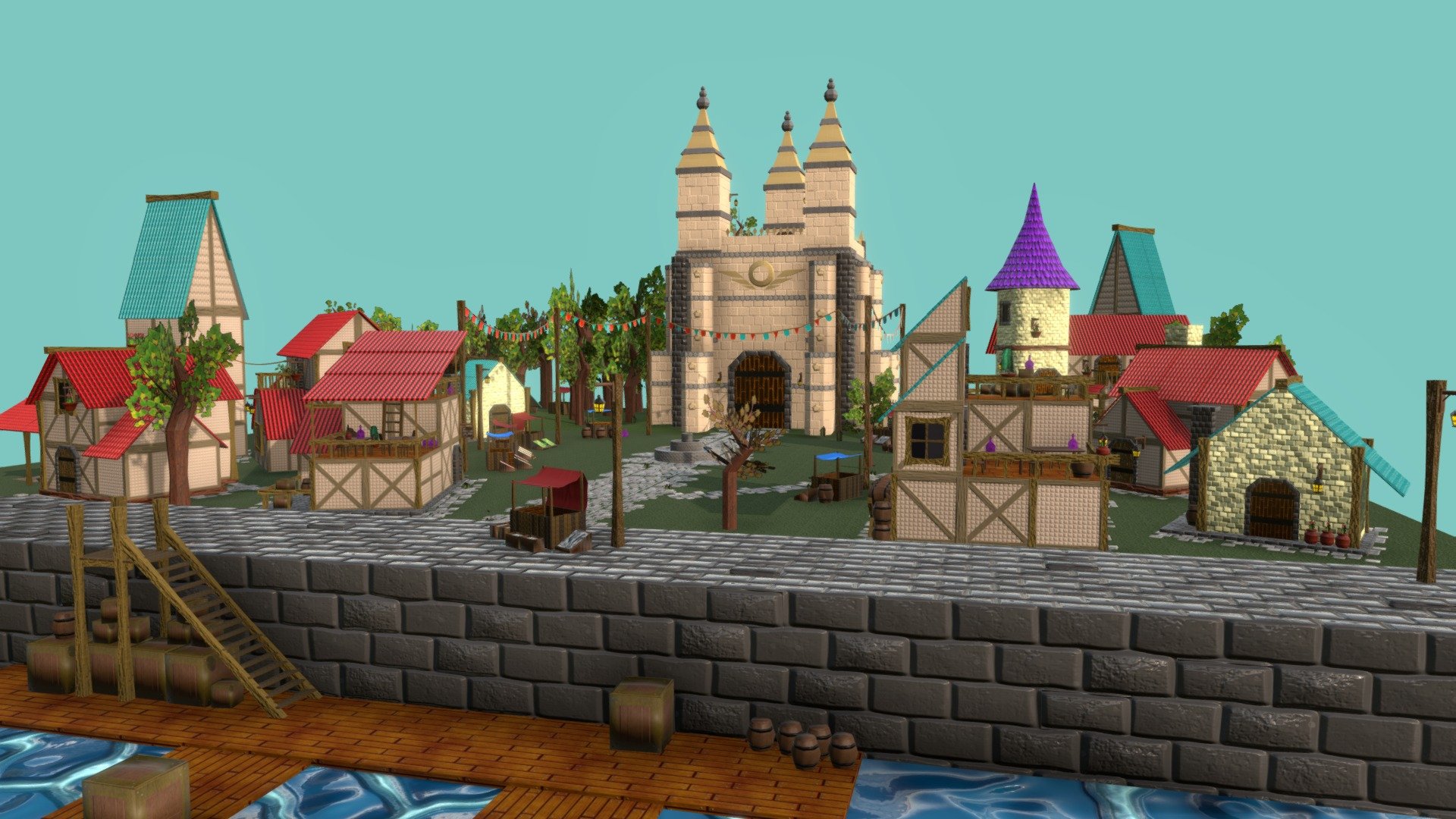 An enviroment i made for practising modular enviroment making.
Based in classic medieval fantasy settings and classic german architecture (among other things).
:D - Stylized Modular Medieval Town (Enviroment) - 3D model by NigroArt 3d model