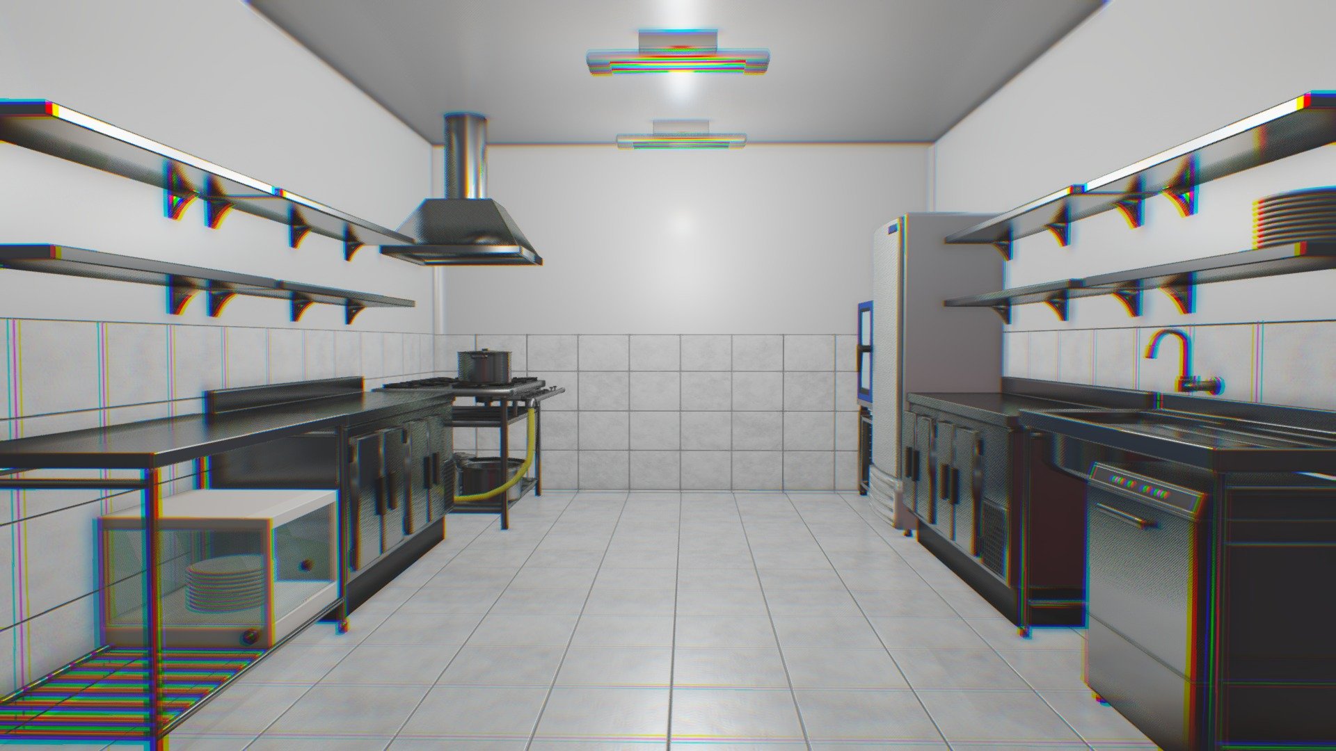 A simple restaurant kitchen 3d model
