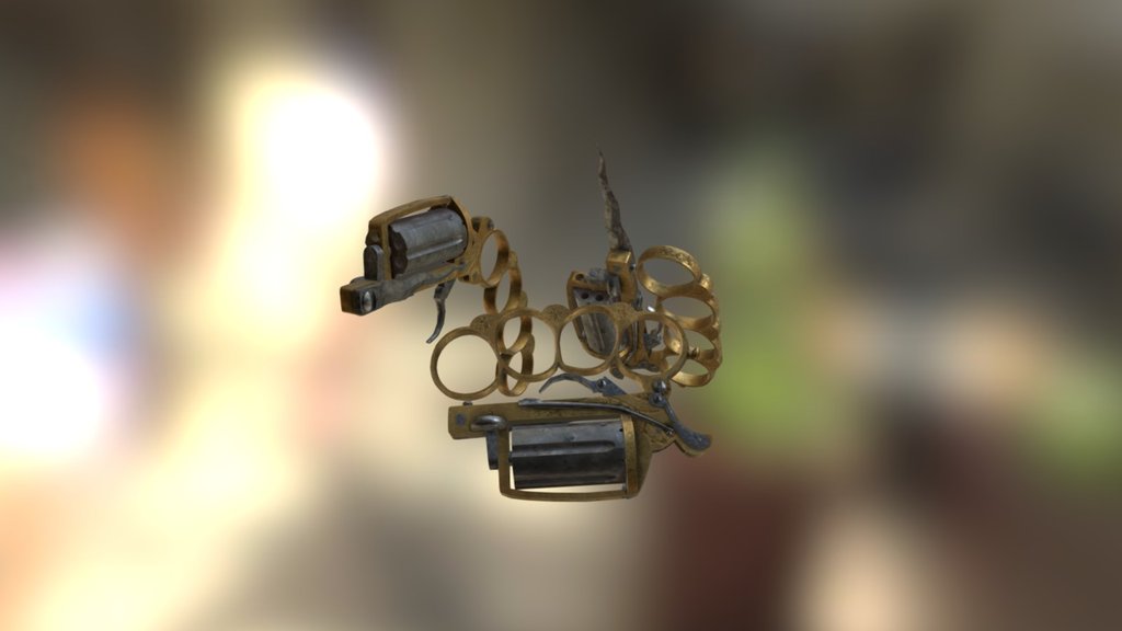 I wanted to make a weapon that is real but not well known. It was used by french ganster. It is brass knuckles, dagger, and a 7mm pistol. I modeled and tetextured the whole weapon and is animatable too. Took me about 12 hours to make from the ground up 3d model
