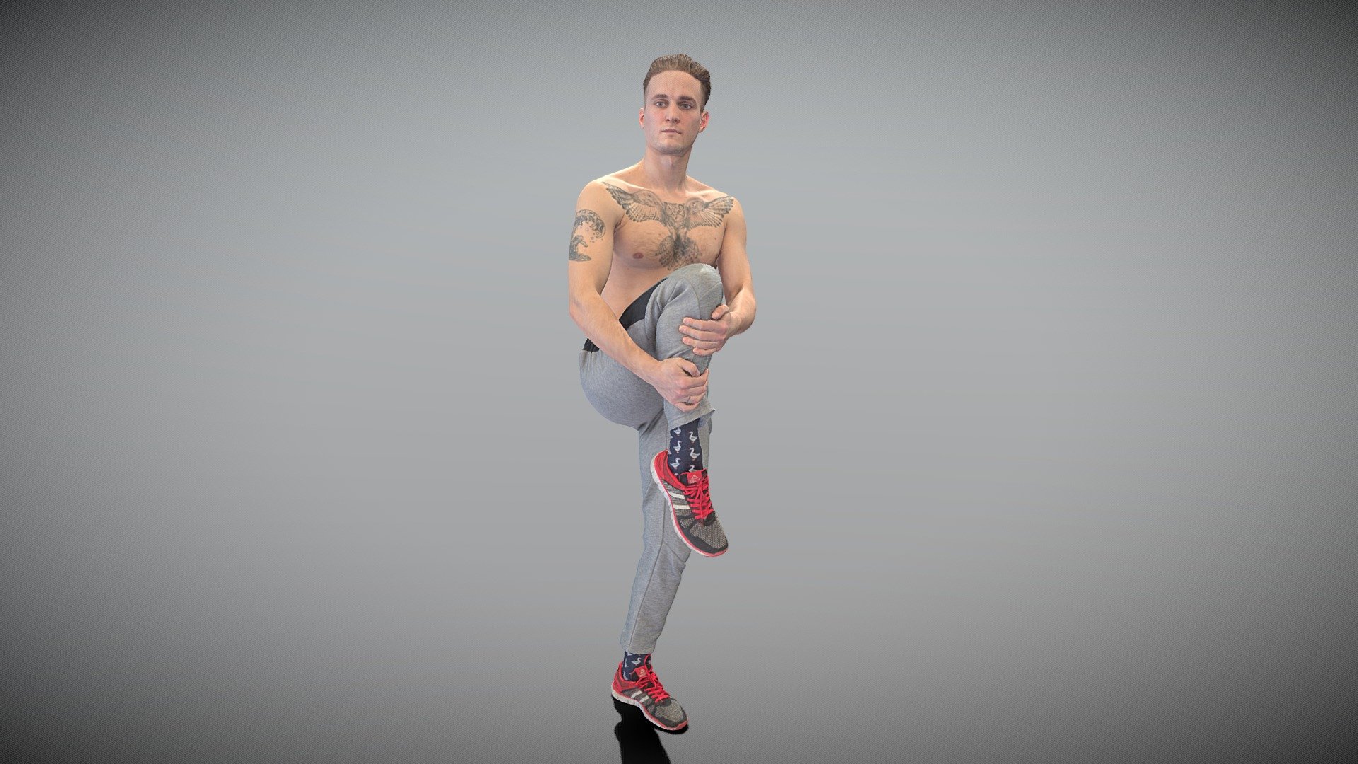 This is a true human size and detailed model of a sporty handsome young man of Caucasian appearance dressed in a sportswear. The model is captured in a casual pose to be perfectly matching to various architectural and product visualizations as a background, mid-sized or close-up character on a sport ground, gym, park, VR/AR content, etc.

Technical specifications:


digital double 3d scan model
150k &amp; 30k triangles | double triangulated
high-poly model (.ztl tool with 4-5 subdivisions) clean and retopologized automatically via ZRemesher
sufficiently clean
PBR textures 8K resolution: Diffuse, Normal, Specular maps
non-overlapping UV map
no extra plugins are required for this model

Download package includes a Cinema 4D project file with Redshift shader, OBJ, FBX, STL files, which are applicable for 3ds Max, Maya, Unreal Engine, Unity, Blender, etc. All the textures you will find in the “Tex” folder, included into the main archive.

3D EVERYTHING

Stand with Ukraine! - Athletic man stretching leg 366 - Buy Royalty Free 3D model by deep3dstudio 3d model