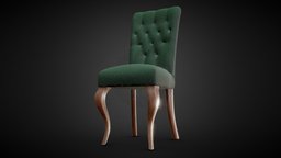 Green Chair green, wooden, vintage, antique, classic, collection, decorative, staffpicks, fabric, assetpack, oldprop, substancepainter, maya, low-poly, game, lowpoly, chair, gameasset, zbrush, gameready