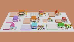Exteriors: Cartoon Stores / Eateries Islands plant, burger, food, cafe, flower, toy, coffee, diner, store, candy, town, icecream, pizza, bakery, pizzeria, eatery, bookshop, cartoon, blender, house, city, building, shop, noai