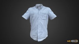 Light Blue Short Sleeve Shirt short, shirt, fashion, clothes, ar, 3dscanning, sleeve, photogrammetry, lowpoly, 3dscan, blue, clothing, light, noai, fashionscan