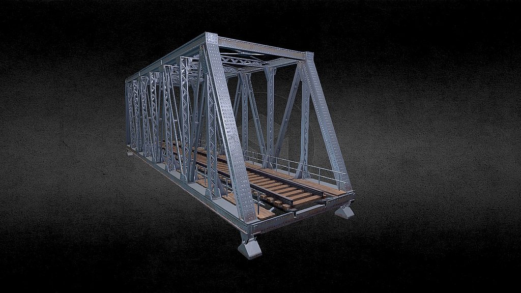 Railway bridge - 3D model by asuslonov 3d model