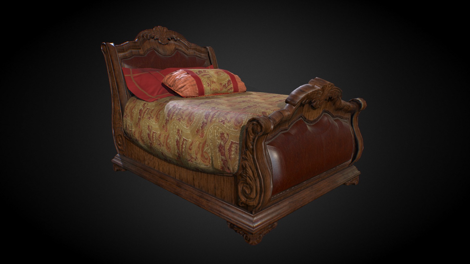 Classic bed Main Shape withn Level of Detail 0 with 13.536 Triangle Polygons - Classic bed MainShape (LOD 0: 13.536 Tris) - 3D model by johandark 3d model