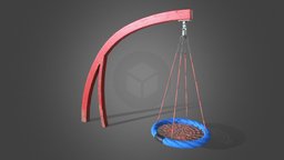 Playground Cantilever Swing garden, children, child, swing, play, park, playground, town, game-ready, cantilever, swings, playground-equipment, low-poly, game, city