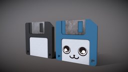 Cartoon toy floppy disk stylized lowpoly face, computer, cute, toy, b3d, happy, small, prop, vintage, retro, cyberpunk, ready, vr, ar, disk, floppy, diskette, floppydisk, sketchfabweeklychallenge, character, asset, game, blender, pbr, lowpoly, blender3d, low, poly, car, digital