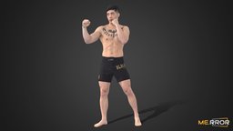 Asian Man Scan_Posed 5 100k poly body, topology, fighter, people, standing, muscle, asian, bodyscan, ar, posed, health, ufc, martialarts, character, scan, man, human, male, gameready, noai