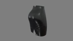 Female Shiny Black Leather Mini Skirt short, mini, leather, back, , fashion, girls, clothes, skirt, shiny, womens, wear, latex, slit, pbr, low, poly, female, black, pvu