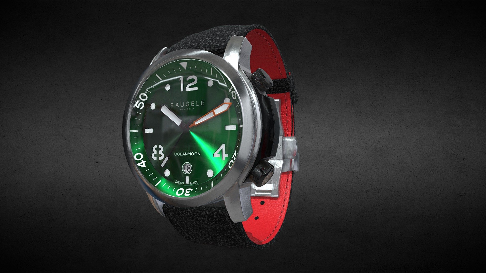 Awesome stainless steel Bausele Green Oceanmoon Watch․
Use for Unreal Engine 4 and Unity3D. Try in augmented reality in the AR-Watches app. 
Links to the app: Android, iOS

Currently available for download in FBX format.

3D model developed by AR-Watches

Disclaimer: We do not own the design of the watch, we only made the 3D model 3d model