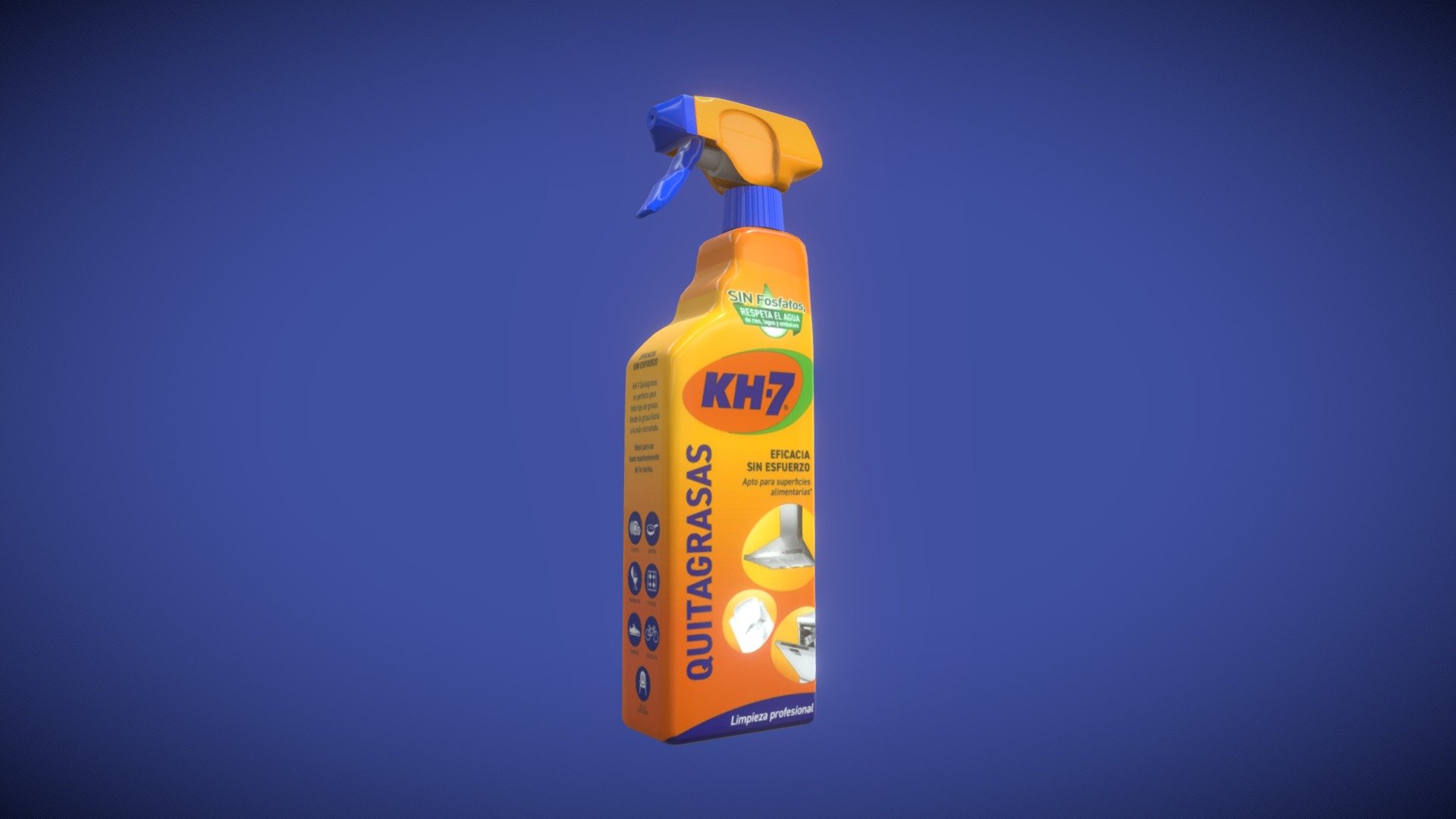 KH7 Cleaner Bottle.
High quality textures.

For custom models contact by E-Mail - KH7 Grease Remover - Buy Royalty Free 3D model by Pancrudo14 3d model