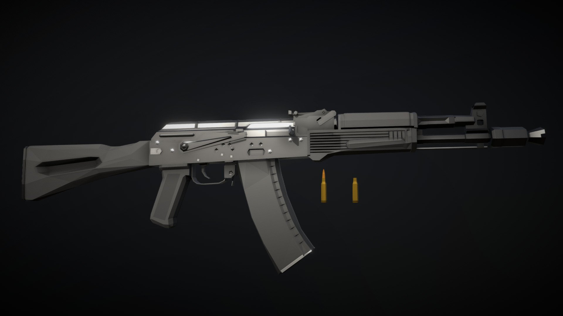 Low-Poly model of the AK-105, the carbine variant of the AK-74m, with a barrel cut down to the gas block, and a muzzle brake very similar to the AKS-74U - Low-Poly AK-105 - Download Free 3D model by notcplkerry 3d model