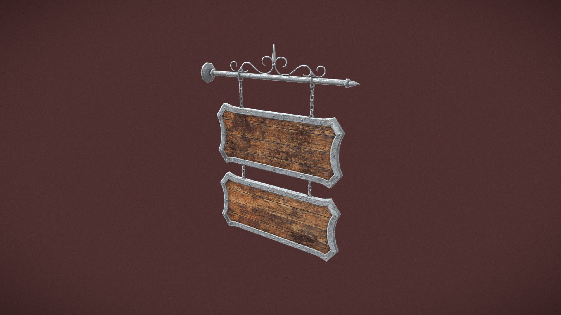 Medieval Wooden Tavern Sign 3D Model Perfect for hanging outside your medieval Tavern. PBR Textures in 4096 x 4096  From the Creators at Get Dead Entertainment Please Like and Rate! :) - Medieval Tavern Sign - Buy Royalty Free 3D model by GetDeadEntertainment 3d model