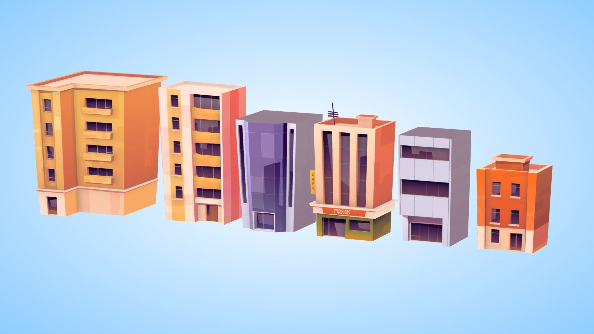 stylized buildings

Blender file and fbx included.
contact me for special orders on my email adress:
haykel.shaba.desiner@gmail.com - LOWPOLY CITY STREET PACK BUILDINGS STYLIZ - Buy Royalty Free 3D model by haykel-shaba (@haykel1993) 3d model