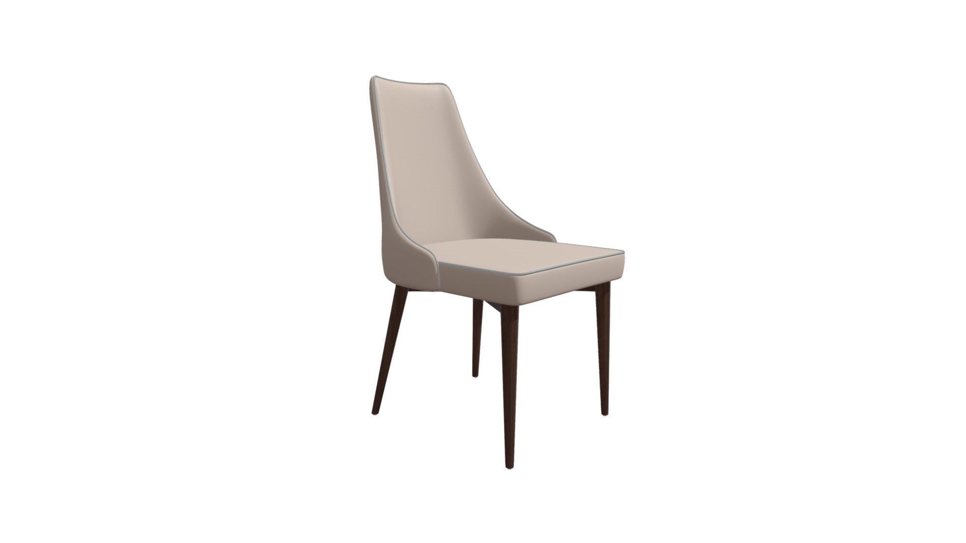 Moor dining chair features an exquisite slim wing back style back and plush seat with contrasting accent trim detail and a sturdy all wood base in warm walnut finish. Color options soft leatherette in either dark grey or beige with white trim. https://zuomod.com/moor-dining-chair-beige - Moor Dining Chair Beige - 100277 - 3D model by Zuo Modern (@zuo) 3d model