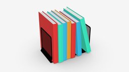 Book mesh holder with books office, school, mesh, stand, shelf, work, college, holder, desktop, metal, education, read, book, 3d, pbr, container