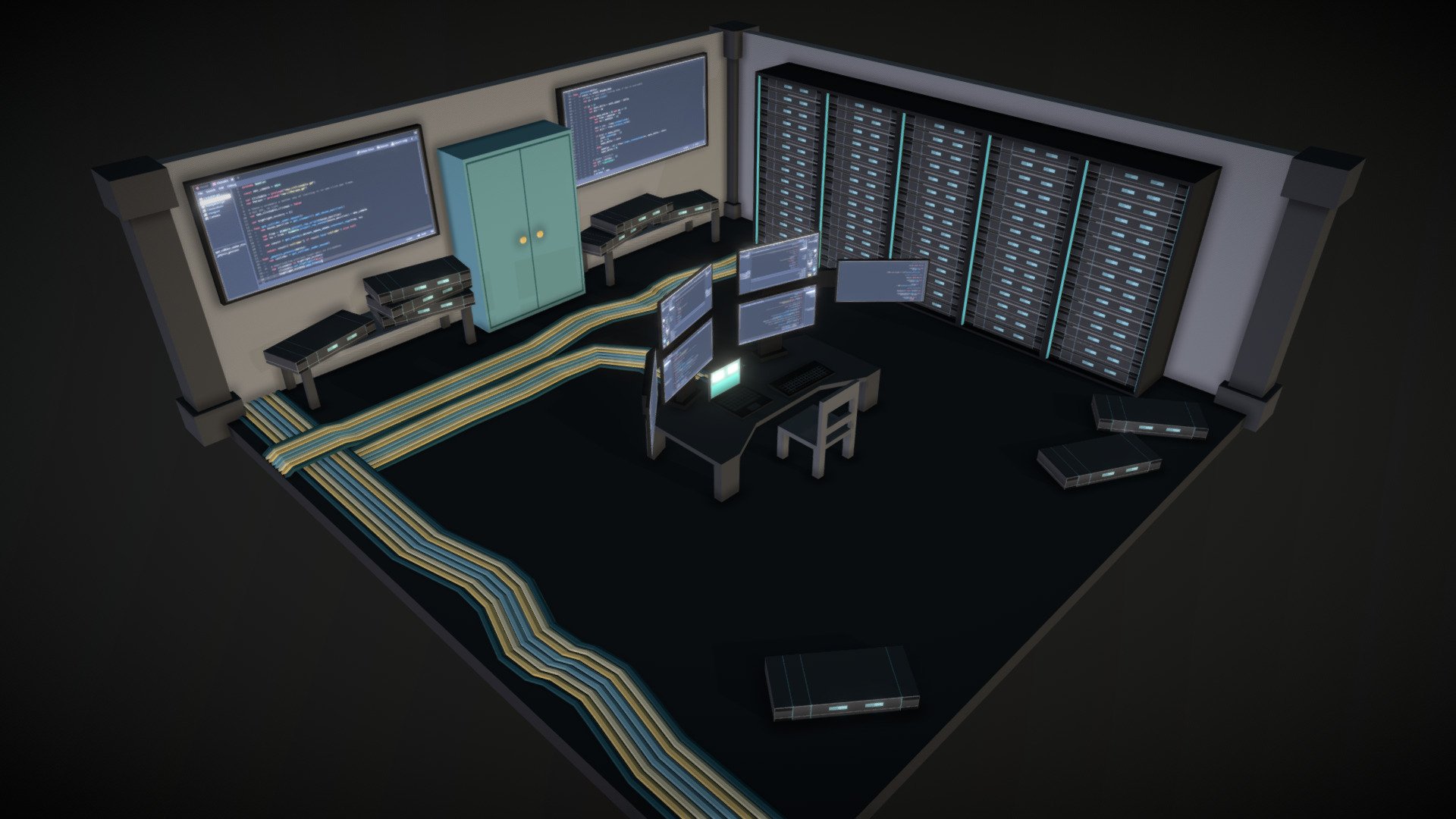 a hidden server room i made for our game Froogle in the Global Game Jam - Hidden Server Room - 3D model by John (@JohnHB) 3d model