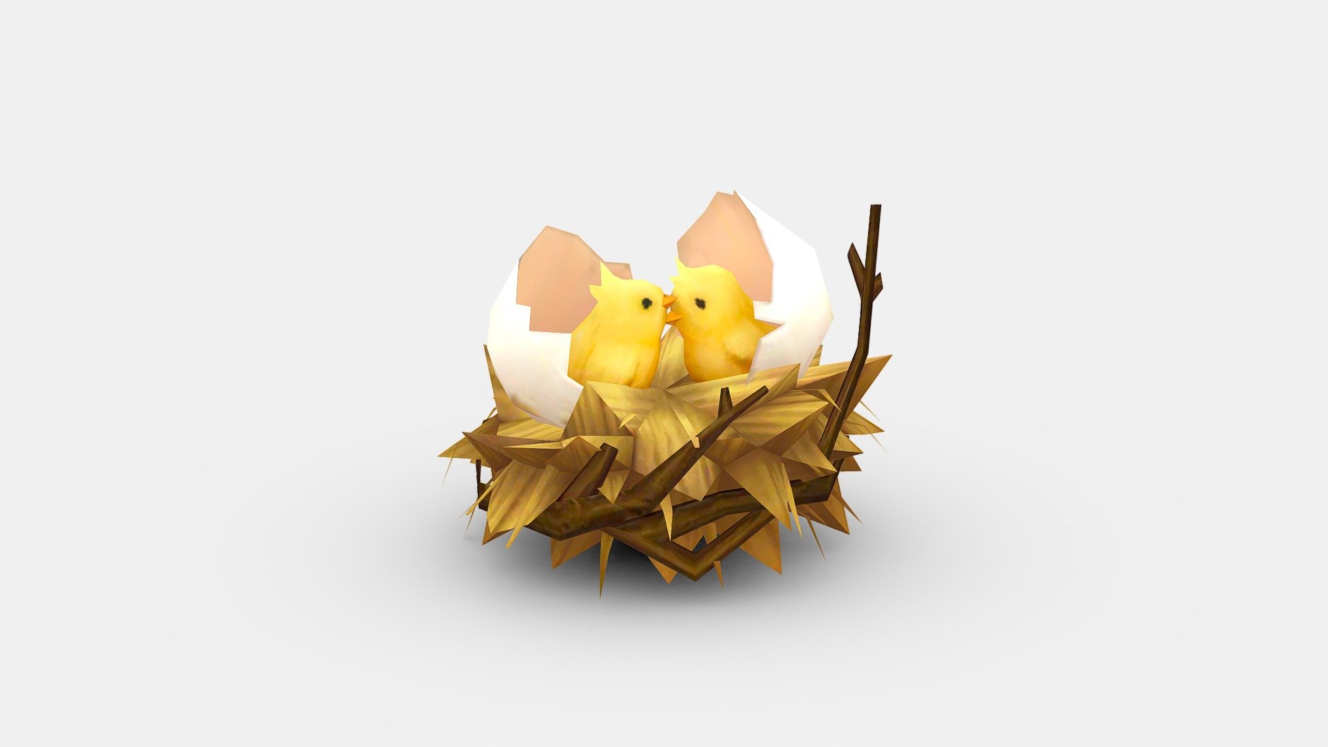 Cartoon bird nest - fledgling - chicks in the nest - Cartoon bird nest-fledgling-chicks in the nest - Buy Royalty Free 3D model by ler_cartoon (@lerrrrr) 3d model