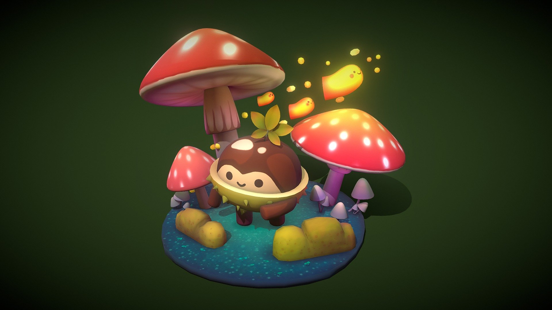 It was a great plesure to work on this cute atumn scene after a long break
 Inspired by the EllieVSBear's work - Little Chestnut - Download Free 3D model by Dasha Klyusova (@AnoFail) 3d model