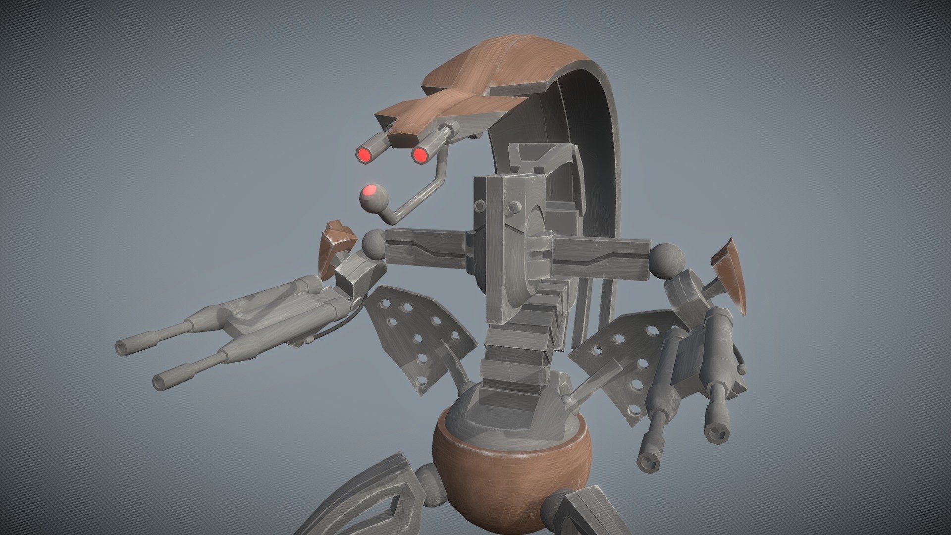 This Droideka Fanart is a fully rigged low poly game character from the Clone Wars TV Show .

I am selling this model for $15 AUD

Instagram: @eddie_a_roach 
Discord: https://discord.gg/Bc4mM5gr
Artstation: https://www.artstation.com/eddieroach Email: eddie.roach751@gmail.com - Droideka | Clone Wars | Rigged - 3D model by Eddie Roach (@eddie.roach) 3d model
