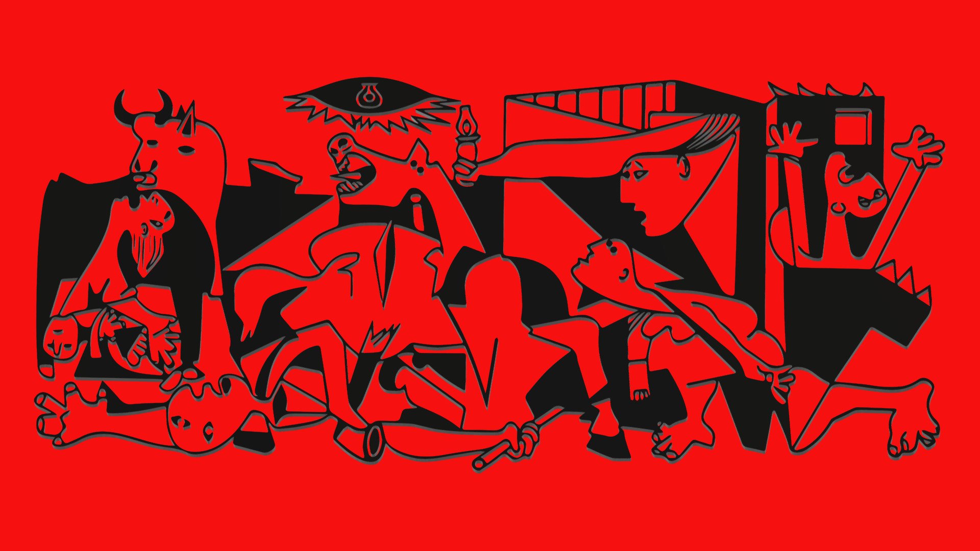Siloueta en 3D del Guernica de Pablo Picasso pintado para mostrar los horrores del bombardeo sobre población civill cometido por la legión Condor nazi sobre la localidad de Guernica en la Guerra Civil Española - GUERNICA silueta en 3d by Pablo Picasso - Download Free 3D model by vmmaniac 3d model