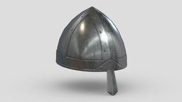 Medieval Helmet 05 Low Poly PBR Realistic armor, suit, greek, armour, ancient, warrior, fighter, soldier, viking, medieval, unreal, ready, vr, ar, protection, headgear, middle, metal, roman, battle, mask, age, headdress, costume, headwear, unity, asset, game, helmet, low, poly, military, war, knight, steel, accient, enegine