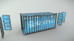 BLUE Container fbx, port, blue, container