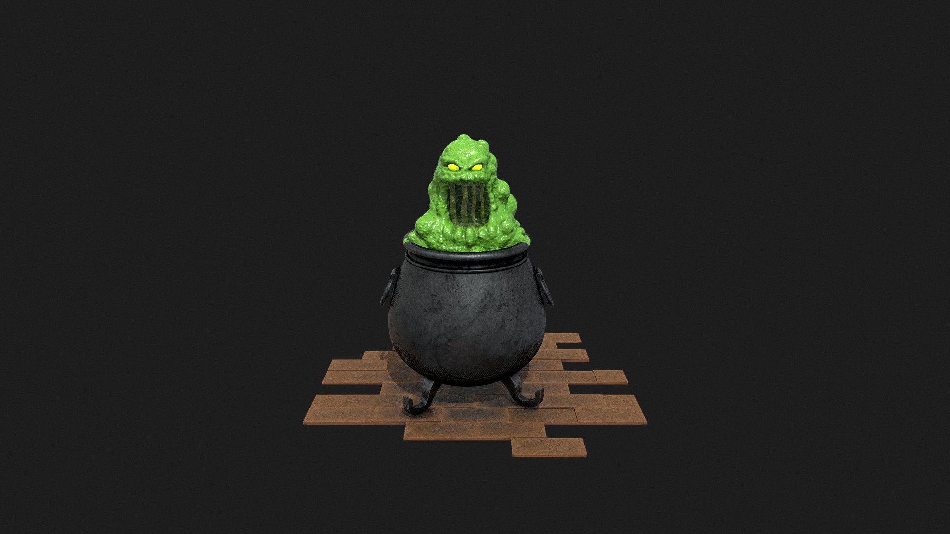 Another stylized model I tried my hand at, was fun working with different materials and exploring more variants of stylized textures and going back into Zbrush and sculpting the slime monster 3d model
