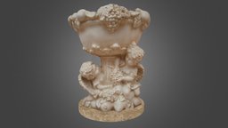 Vase of two Cherubs in a garden garden, vase, angels, old, cherub