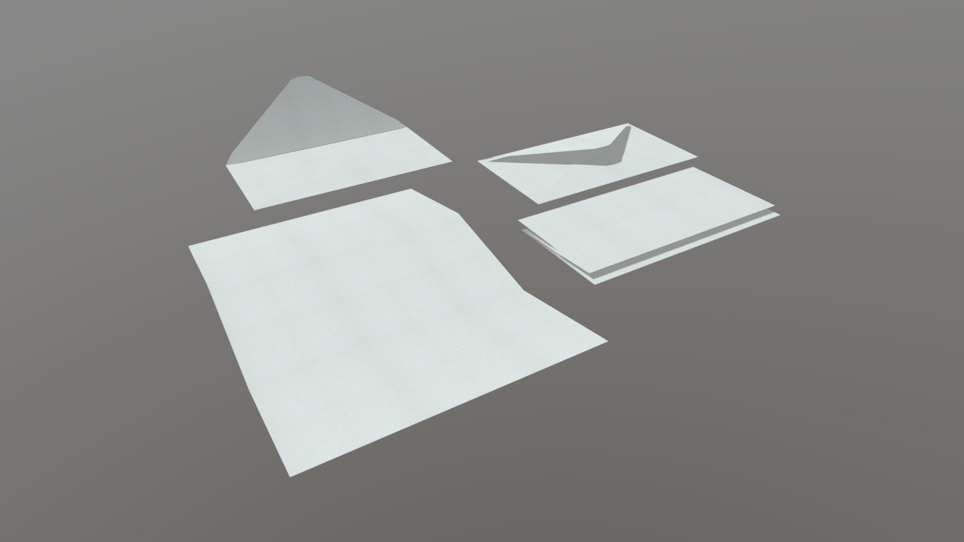 Two version of an envelope and another two version of a letter. Includes x2048 PBR textures.

If you need help with this model or have a question – please do not hesitate to contact with me. I will be happy to help you.

Contact: plaggy.net@gmail.com - Envelope Pack - Buy Royalty Free 3D model by plaggy 3d model