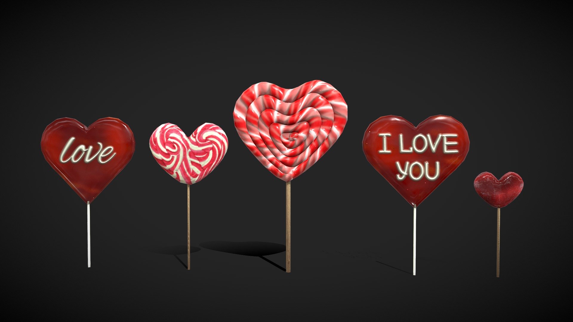 Valentine's Lollipops / Heart Lollipops

Triangles: 3.5k
Vertices: 1.8k

4096x4096 PNG texture




my Valentine's Day models collection &lt;&lt;

my food collection &lt;&lt;
 - Valentine's Lollipops / Heart Lollipops - Buy Royalty Free 3D model by Karolina Renkiewicz (@KarolinaRenkiewicz) 3d model