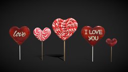 Valentines Lollipops / Heart Lollipops food, red, heart, valentine, valentines, gift, sugar, candy, hearts, sweet, dessert, anniversary, lolipop, sweets, lollipop, date, valentines-day, candycane, heartshaped, heartshape, low-poly, lowpoly, lollipops, sweetmeats