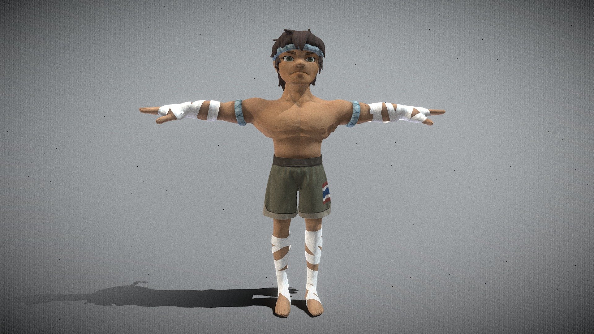 This is a very cute boxer model. It contains 9 common actions such as walking, running, jumping, being knocked down, and attacking.

8 materials with 2048 * 2048 textures.

Triangles: 27559  Vertices: 29061

(Viewer Setting above are just a preview and may vary drastically depending on your lighting and shading setup on the final application)

If you have any questions, please feel free to contact me.
 
E-mail: zhangshangbin1314159@gmail.com
 - Muay Thai Fighter - Buy Royalty Free 3D model by Zhang Shangbin (@zhangshangbin1314159) 3d model