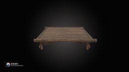 Low_Wooden_Bench bench, assets, korea, korean, cultural-heritage, joseon, thatched-house, daily-supplies, low_wooden_bench