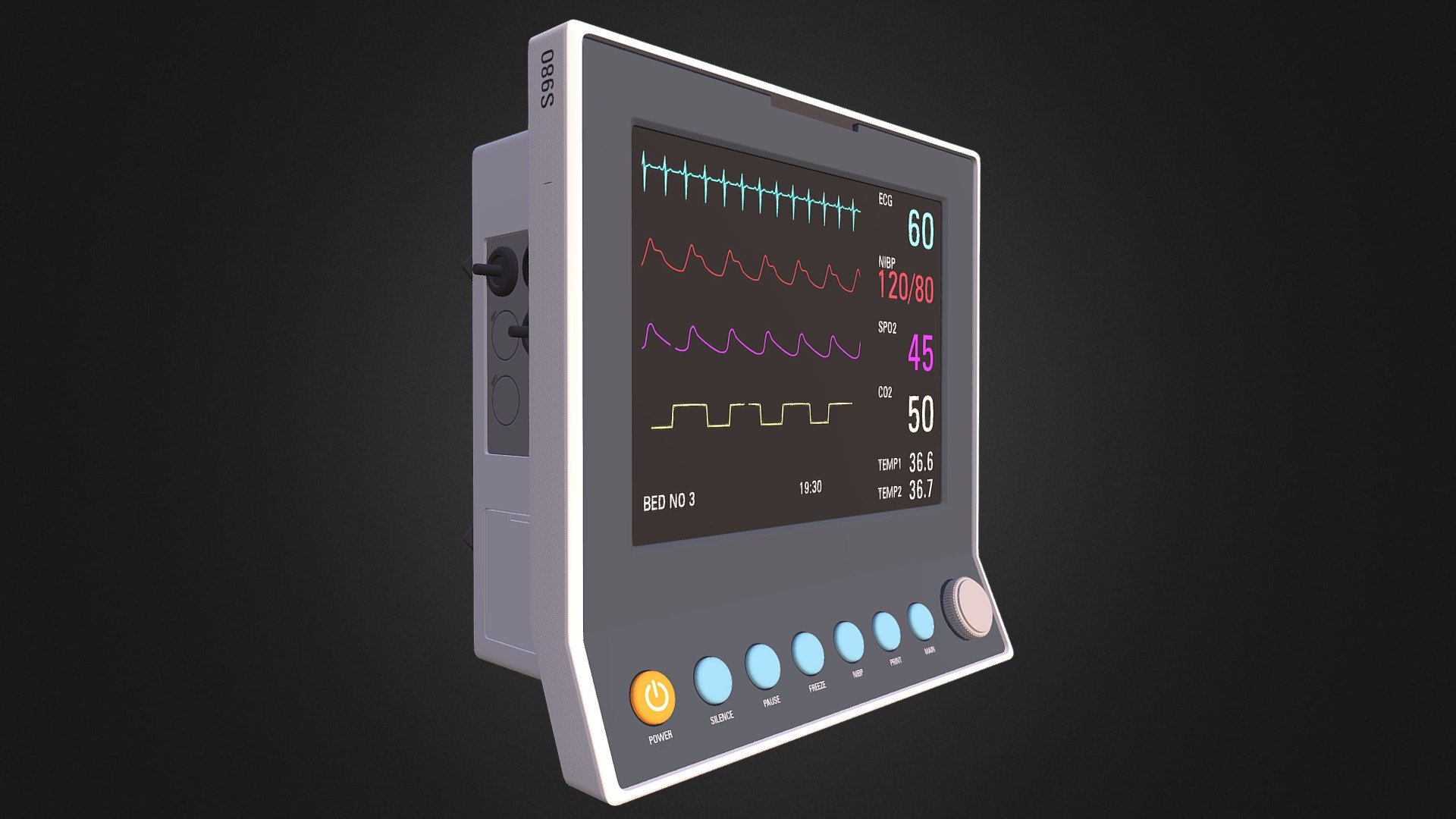 3d model of electrocardiography monitor 3d model