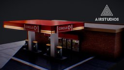 Petrol Gas Station Low Poly gas, petrol, fuel, gas-station, fuel-station, petrol-station, circlek, circle-k