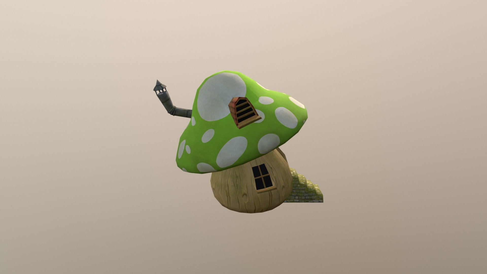 Small mushroom house in cartoon style - Mushroom House - 3D model by David Monz (@davdeo) 3d model