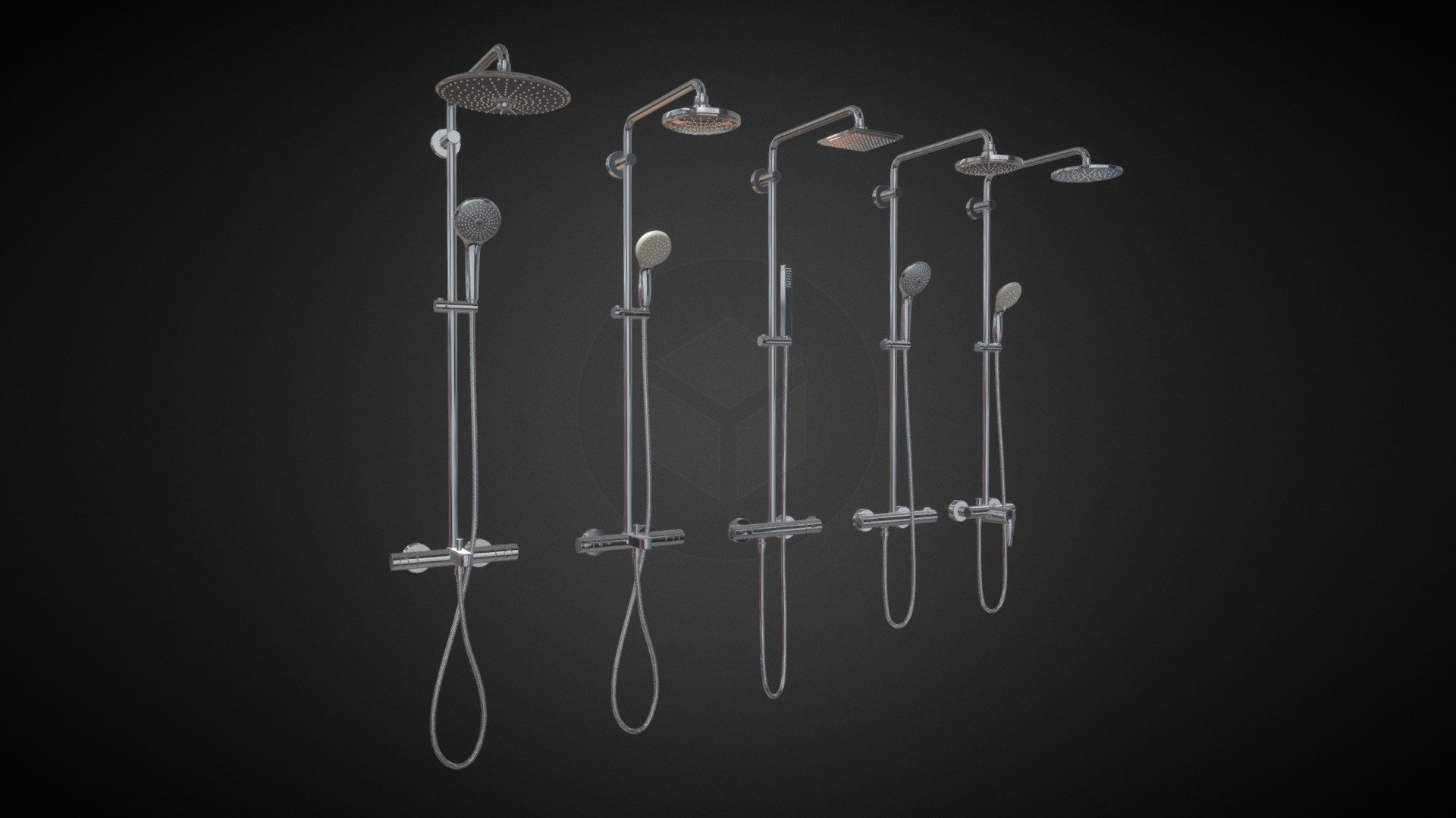 Shower systems GROHE Euphoria set 33.

Topology of geometry:


forms and proportions of The 3D model most similar to the real object
the geometry of the model was created very neatly
there are no many-sided polygons
detailed enough for close-up renders

Materials and Textures:


3ds max files included Vray-Shaders
3ds max files included Corona-Shaders
all texture paths are cleared

Organization of scene:


to all objects and materials names in scene are appropriated
real world size (system units - mm)
coordinates of location of the model in space (x0, y0, z0)
does not contain extraneous or hidden objects (lights, cameras, shapes etc.)

File Formats:


original file format - 3ds max 2013 + Vray
3ds max 2013 Corona
obj
3ds

Renders:


all previews rendered 3ds max Vray
the model is completely ready for use visualization in 3ds max + Vray+Corona
 - Shower systems GROHE Euphoria set 33 - Buy Royalty Free 3D model by madMIX 3d model