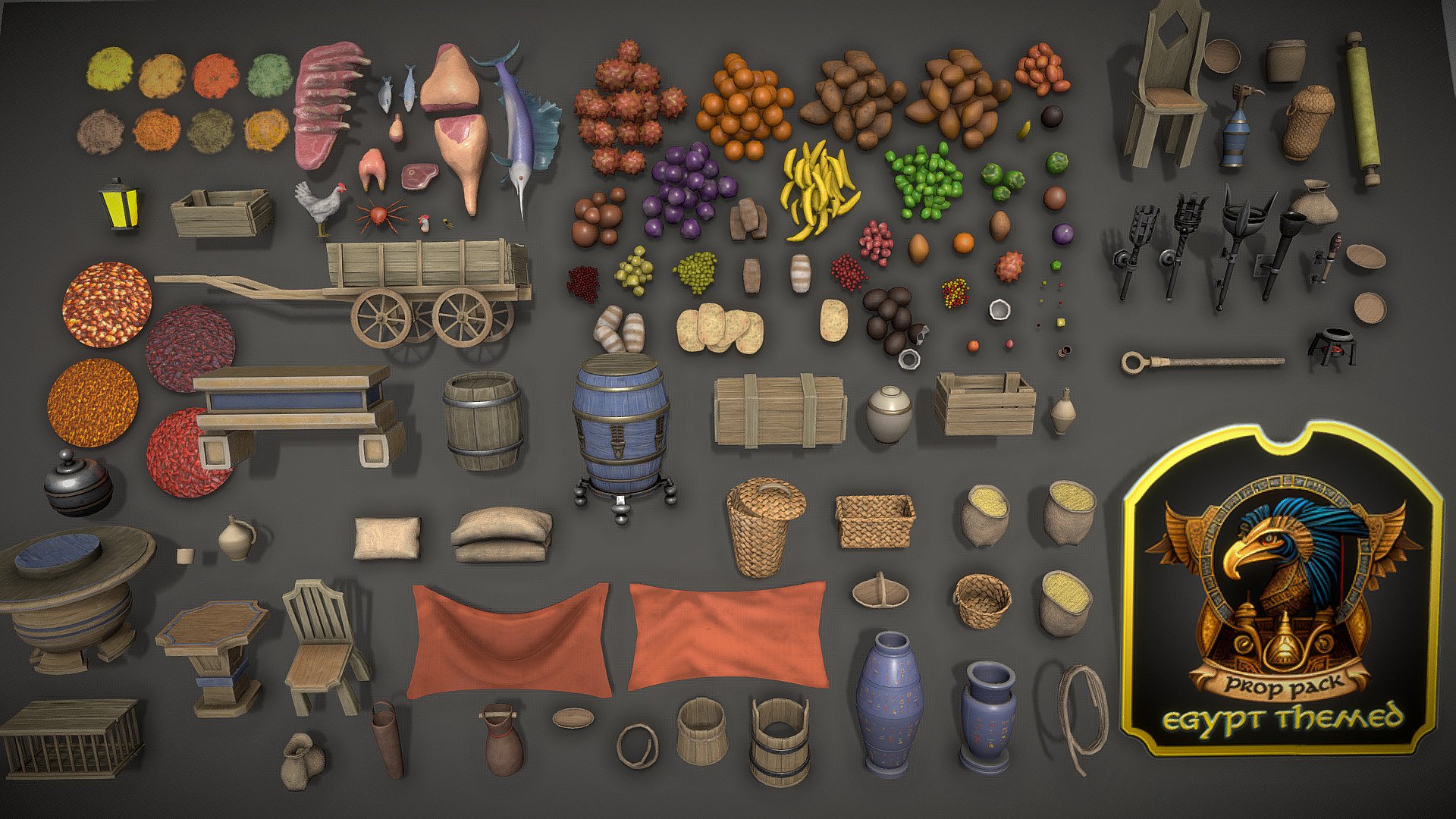 Egypt Themed Stylized 3D Modular Pack | Props



🏜️ Step back in time and explore the wonders of ancient Egypt with our phenomenal 132-piece stylized prop pack. This pack is perfect for creating breathtaking desert towns and cities, and it's just one piece of our massive environment pack project. With our collection, you'll be able to bring bustling market scenes, torch-lit streets, and an authentic, unforgettable atmosphere to life. Our assets are available in both Blender File and Unreal Engine 5 Project formats, making it easy for you to integrate them into your project. And with PBR materials and 31 texture maps, you can expect stunning, realistic textures that will truly enhance your experience. So why wait? Immerse yourself in the vibrant, unique world of ancient Egypt today! - Egypt Themed Stylized 3D Modular Pack | Props - Buy Royalty Free 3D model by 3D Tudor (@3DTudor) 3d model