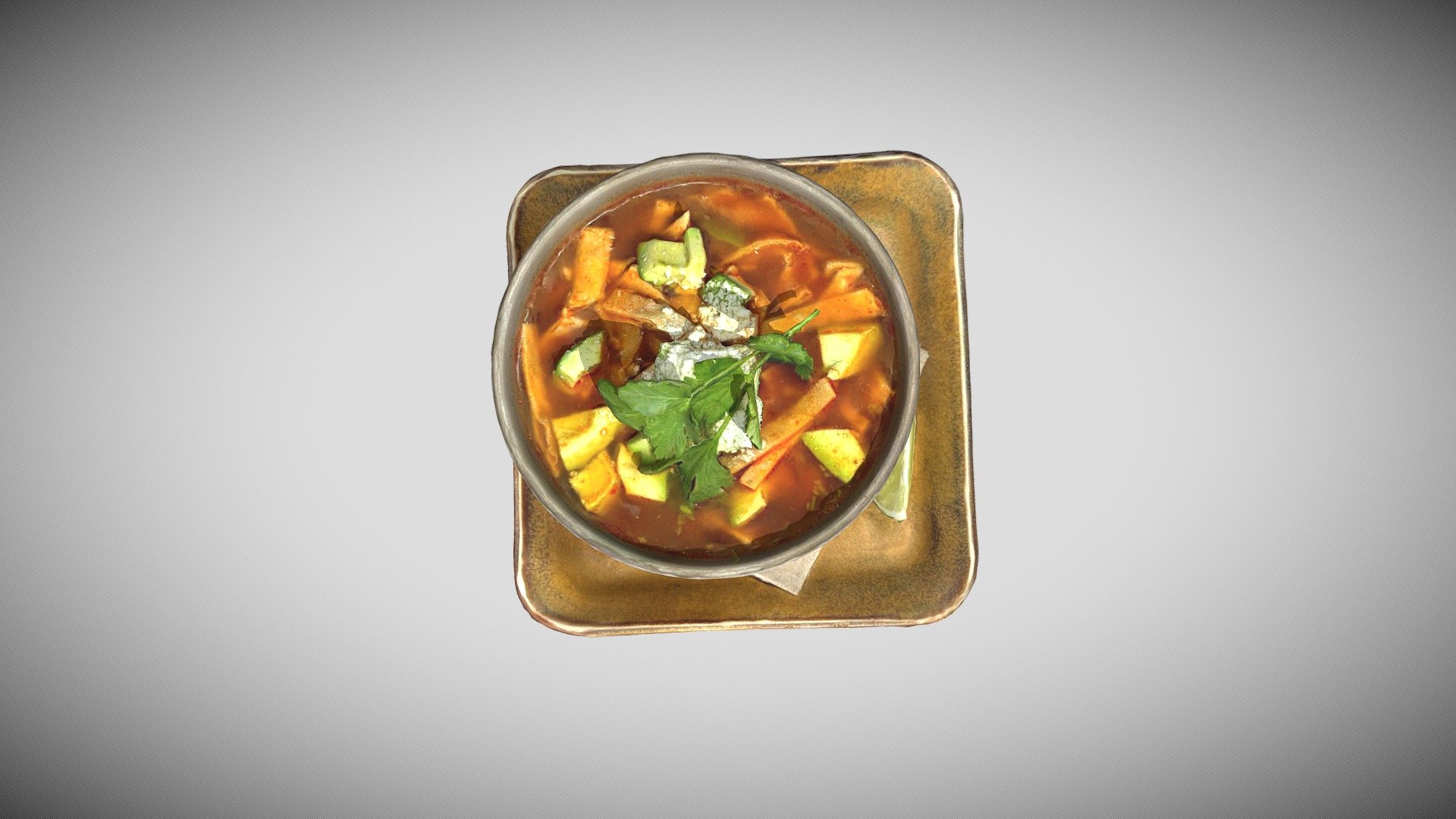 Bowl Chicken tortilla soup from Copita in Sausalito, Ca - Bowl Tortilla Soup Copita - Buy Royalty Free 3D model by Augmented Reality Marketing Solutions LLC (@AugRealMarketing) 3d model