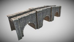 Medieval Bridge medieval, large, game-ready, game-asset, low-poly, stone, bridge