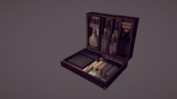 Alchemy Box (WIP) medieval, books, potion, bottles, alchemy, medical_model, heroprop, medievalfantasyassets, alchemy-medieval, potionbottle, game, gameasset, studentwork, medical, student